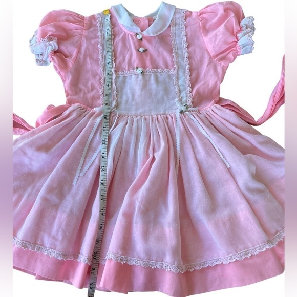 Vintage Betty Oden Full Circle Rosette Lace Party Pageant Dress Bubble Gum Pink - Picture 14 of 16